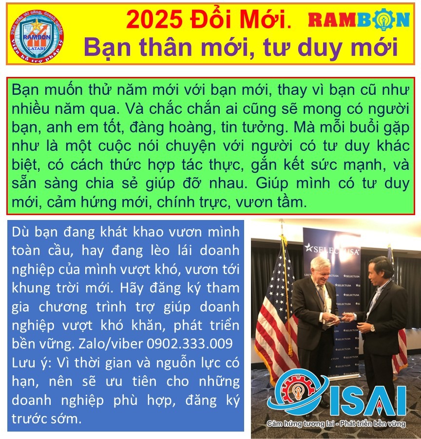 ISAI và RAMBON là hai tổ chức chuyên nghiên cứu về chiến lược, quản trị, quản lý, tái cấu trúc, đổi mới sáng tạo, huấn luyện, sắp xếp lại đội ngũ, hỗ trợ tài chính, pháp lý và các giải pháp phát triển doanh nghiệp khác